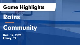 Rains  vs Community  Game Highlights - Dec. 12, 2023