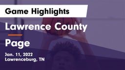 Lawrence County  vs Page  Game Highlights - Jan. 11, 2022