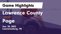 Lawrence County  vs Page  Game Highlights - Jan. 28, 2022