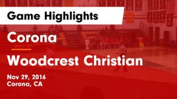Corona  vs Woodcrest Christian Game Highlights - Nov 29, 2016