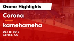 Corona  vs kamehameha Game Highlights - Dec 18, 2016
