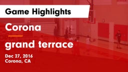 Corona  vs grand terrace Game Highlights - Dec 27, 2016