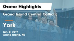 Grand Island Central Catholic vs York  Game Highlights - Jan. 8, 2019