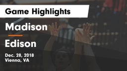Madison  vs Edison  Game Highlights - Dec. 28, 2018