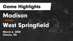 Madison  vs West Springfield  Game Highlights - March 6, 2020