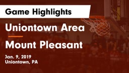 Uniontown Area  vs Mount Pleasant Game Highlights - Jan. 9, 2019