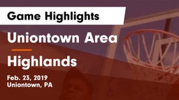 Uniontown Area  vs Highlands Game Highlights - Feb. 23, 2019