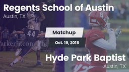 Matchup: Regents School vs. Hyde Park Baptist  2018