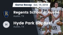 Recap: Regents School of Austin vs. Hyde Park Baptist  2018