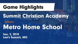 Summit Christian Academy vs Metro Home School Game Highlights - Jan. 2, 2018