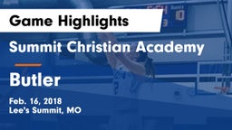Summit Christian Academy vs Butler  Game Highlights - Feb. 16, 2018