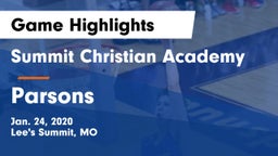 Summit Christian Academy vs Parsons  Game Highlights - Jan. 24, 2020