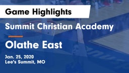 Summit Christian Academy vs Olathe East  Game Highlights - Jan. 25, 2020