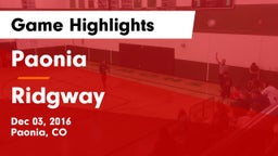 Paonia  vs Ridgway Game Highlights - Dec 03, 2016