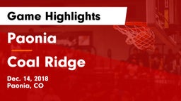 Paonia  vs Coal Ridge  Game Highlights - Dec. 14, 2018