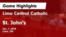 Lima Central Catholic  vs St. John's  Game Highlights - Jan. 7, 2018