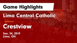 Lima Central Catholic  vs Crestview  Game Highlights - Jan. 24, 2019