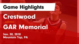 Crestwood  vs GAR Memorial  Game Highlights - Jan. 30, 2018