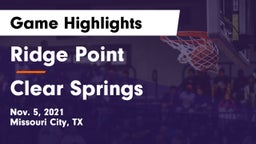 Ridge Point  vs Clear Springs  Game Highlights - Nov. 5, 2021