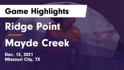 Ridge Point  vs Mayde Creek  Game Highlights - Dec. 13, 2021