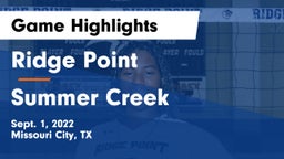 Ridge Point  vs Summer Creek  Game Highlights - Sept. 1, 2022