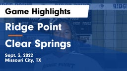 Ridge Point  vs Clear Springs  Game Highlights - Sept. 3, 2022