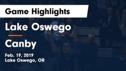 Lake Oswego  vs Canby Game Highlights - Feb. 19, 2019