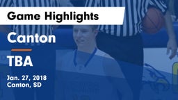 Canton  vs TBA Game Highlights - Jan. 27, 2018