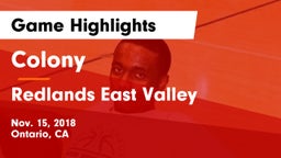Colony  vs Redlands East Valley  Game Highlights - Nov. 15, 2018