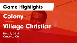 Colony  vs Village Christian  Game Highlights - Dec. 5, 2018