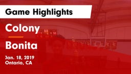 Colony  vs Bonita  Game Highlights - Jan. 18, 2019