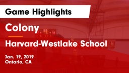 Colony  vs Harvard-Westlake School Game Highlights - Jan. 19, 2019