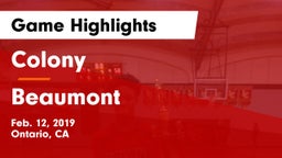 Colony  vs Beaumont  Game Highlights - Feb. 12, 2019