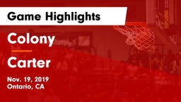 Colony  vs Carter Game Highlights - Nov. 19, 2019