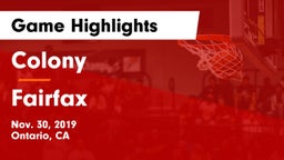 Colony  vs Fairfax Game Highlights - Nov. 30, 2019