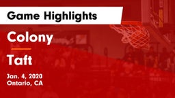 Colony  vs Taft Game Highlights - Jan. 4, 2020