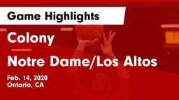 Colony  vs Notre Dame/Los Altos Game Highlights - Feb. 14, 2020