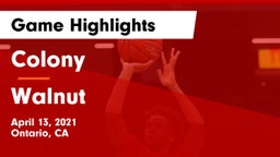 Colony  vs Walnut  Game Highlights - April 13, 2021