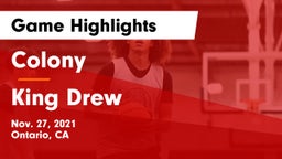 Colony  vs King Drew Game Highlights - Nov. 27, 2021
