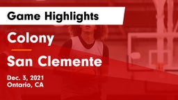 Colony  vs San Clemente  Game Highlights - Dec. 3, 2021