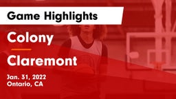 Colony  vs Claremont  Game Highlights - Jan. 31, 2022