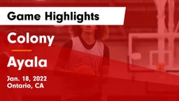 Colony  vs Ayala Game Highlights - Jan. 18, 2022