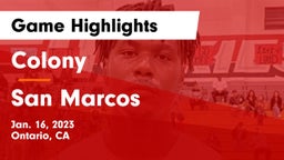 Colony  vs San Marcos  Game Highlights - Jan. 16, 2023