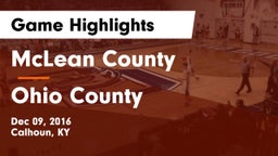 McLean County  vs Ohio County  Game Highlights - Dec 09, 2016