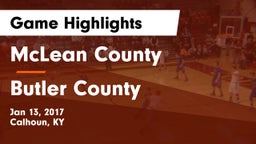 McLean County  vs Butler County  Game Highlights - Jan 13, 2017