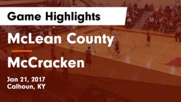 McLean County  vs McCracken Game Highlights - Jan 21, 2017