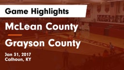 McLean County  vs Grayson County Game Highlights - Jan 31, 2017