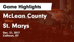 McLean County  vs St. Marys  Game Highlights - Dec. 21, 2017