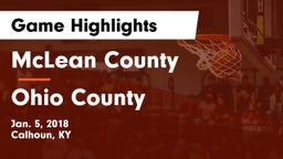 McLean County  vs Ohio County  Game Highlights - Jan. 5, 2018