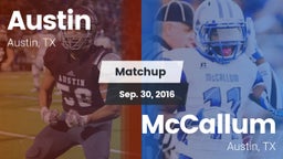 Matchup: Austin  vs. McCallum  2016
